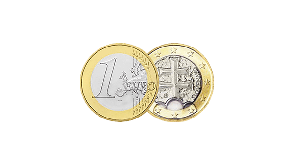 Munteenheid Slowakije - Slowaakse Euromunten voorkant en achterkant - in kleur op transparante achtergrond - 600 * 337 pixels 